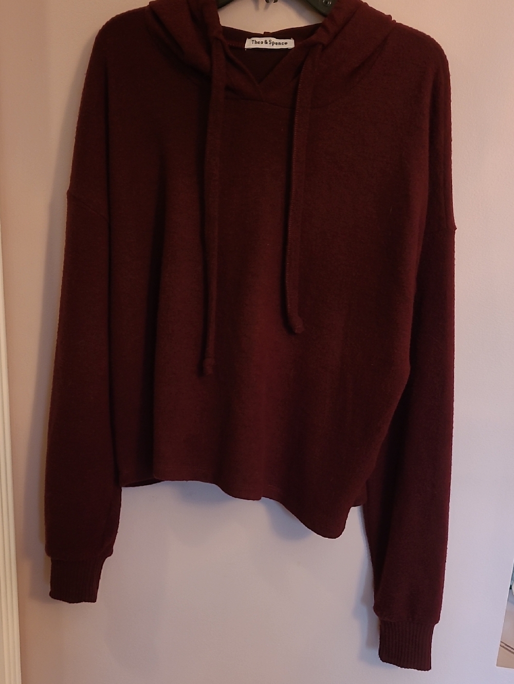 Theo & Spence Cozy Maroon Hoodie Sweater